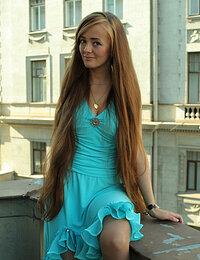 Teen models with long hair posing nude